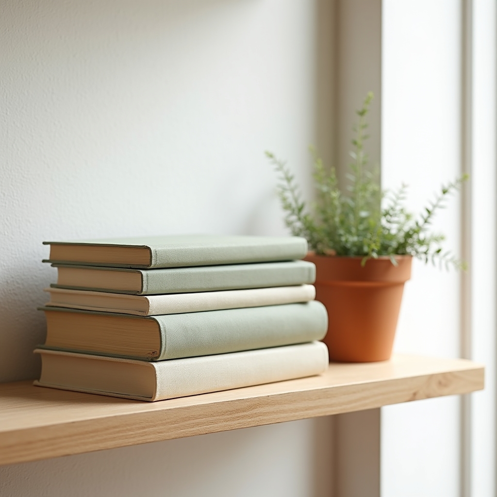 Stapel Finanzliteratur und Fachliteratur auf einem Holztisch in einem hellen modernen Raum